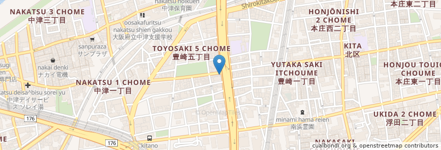 Mapa de ubicacion de 讃岐うどん 讃州 en 日本, 大阪府, 大阪市, 北区.