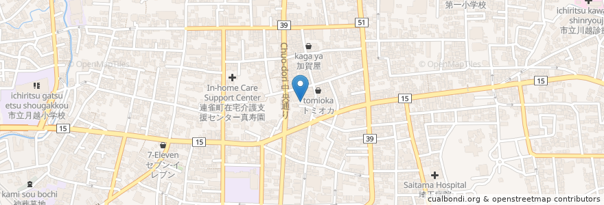 Mapa de ubicacion de 銭洗い弁天 en ژاپن, 埼玉県, 川越市.