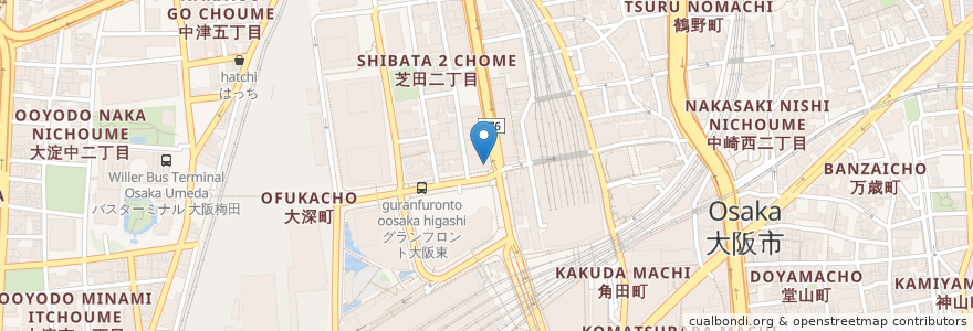 Mapa de ubicacion de ウェンディーズファーストキッチン en 일본, 오사카부, 오사카, 기타구.