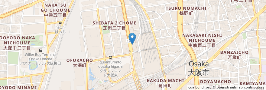 Mapa de ubicacion de 大沼眼科 en Japon, Préfecture D'Osaka, 大阪市, 北区.