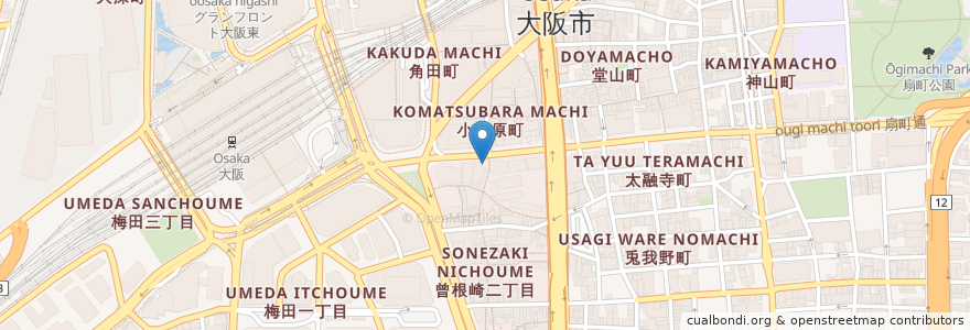 Mapa de ubicacion de 鶴橋風月 en اليابان, أوساكا, أوساكا, 北区.