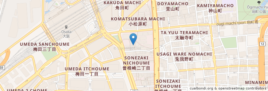 Mapa de ubicacion de らーめん2国 en Giappone, Prefettura Di Osaka, 大阪市, 北区.