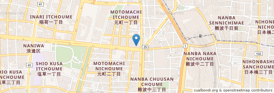 Mapa de ubicacion de 元町食堂 en Japan, Präfektur Osaka, 大阪市, 浪速区.
