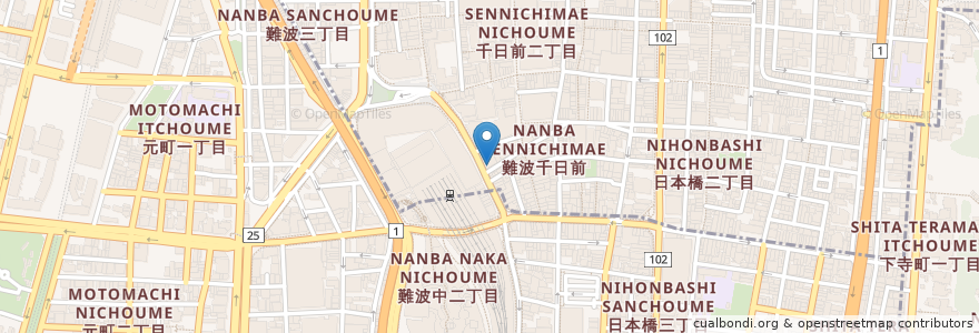 Mapa de ubicacion de DI ESPRESSO en Japan, Osaka Prefecture, Osaka, Naniwa Ward.