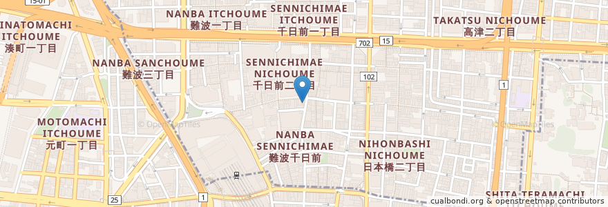 Mapa de ubicacion de 中央軒 en 日本, 大阪府, 大阪市.