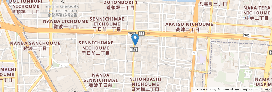 Mapa de ubicacion de 黒門屋らーめん en Japão, 大阪府, 大阪市, 中央区.