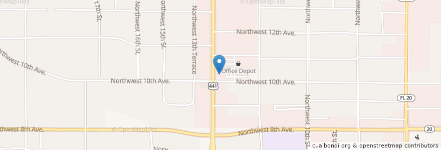 Mapa de ubicacion de Applebee's en 美利坚合众国/美利堅合眾國, 佛罗里达州/佛羅里達州, Alachua County, City Of Gainesville Municipal Boundaries, Gainesville.