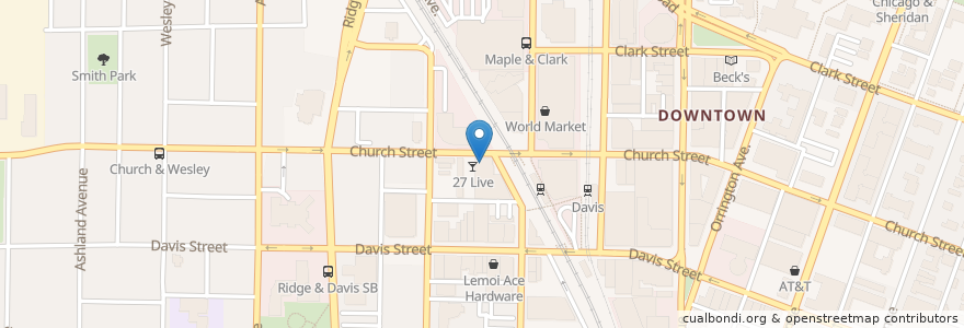 Mapa de ubicacion de That Little Mexican Cafe en 美利坚合众国/美利堅合眾國, 伊利诺伊州 / 伊利諾州, Evanston.