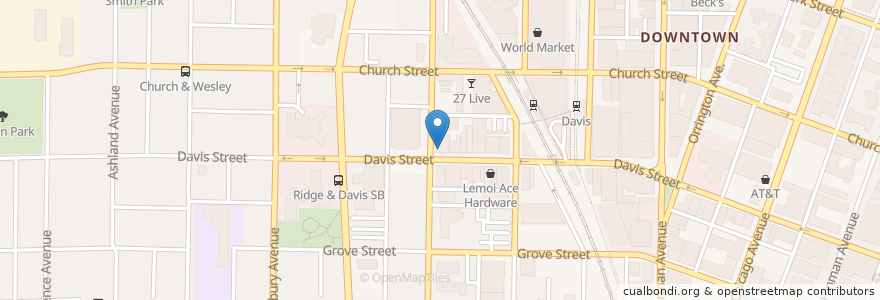 Mapa de ubicacion de Pine Yard en Amerika Syarikat, Illinois, Evanston.