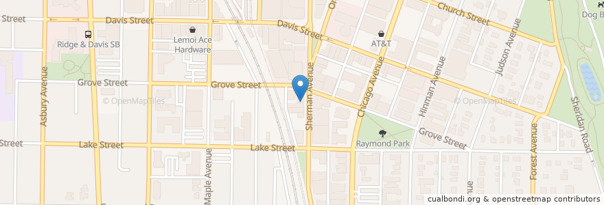 Mapa de ubicacion de Creperie Saint-Germain en 美利坚合众国/美利堅合眾國, 伊利诺伊州 / 伊利諾州, Evanston.