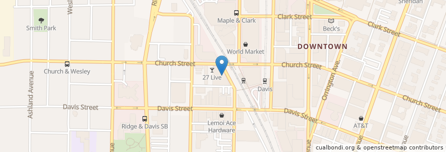 Mapa de ubicacion de BMO Harris Bank en Соединённые Штаты Америки, Иллинойс, Evanston.