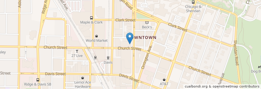 Mapa de ubicacion de Music Institute of Chicago en United States, Illinois, Evanston.