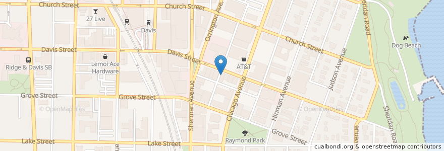 Mapa de ubicacion de Giordano Dance School en Stati Uniti D'America, Illinois, Evanston.