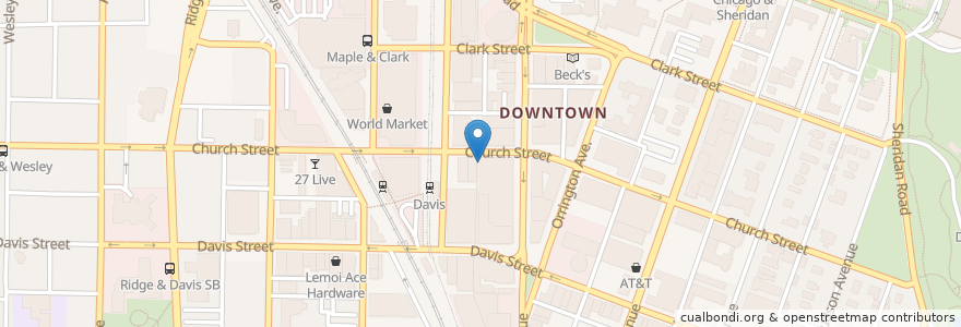 Mapa de ubicacion de 800 Degrees Pizzeria en Vereinigte Staaten Von Amerika, Illinois, Evanston.