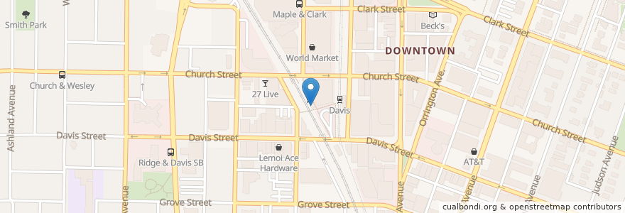 Mapa de ubicacion de Chef's Station en Соединённые Штаты Америки, Иллинойс, Evanston.