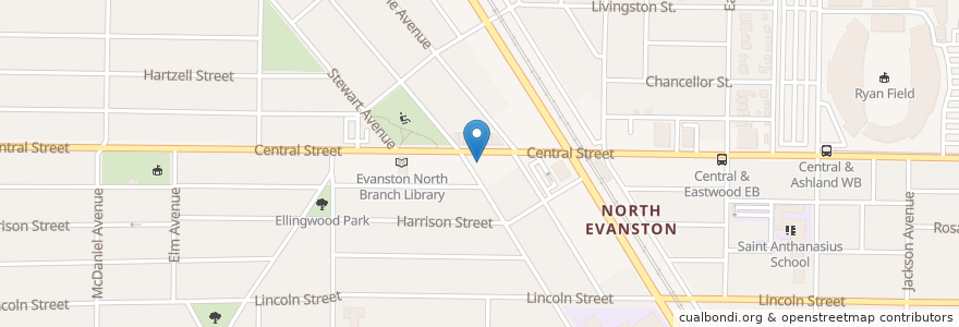 Mapa de ubicacion de Christian Science Reading Room en Verenigde Staten, Illinois, Evanston.