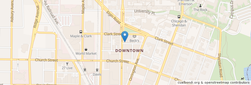Mapa de ubicacion de Jimmy John's en Stati Uniti D'America, Illinois, Evanston.