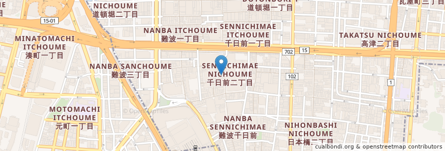 Mapa de ubicacion de 元禄寿司 en 日本, 大阪府, 大阪市, 中央区.