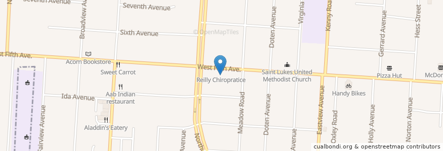 Mapa de ubicacion de Reilly Chiropratice en Stati Uniti D'America, Ohio, Franklin County, Columbus.