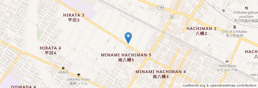 Mapa de ubicacion de 高橋水産 en Japan, Chiba Prefecture, Ichikawa.