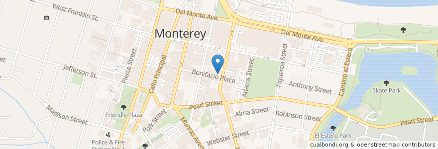 Mapa de ubicacion de Paris Bakery en アメリカ合衆国, カリフォルニア州, Monterey County, Monterey.