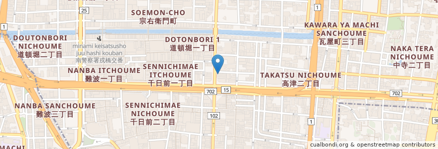 Mapa de ubicacion de 宮本むなし en 日本, 大阪府, 大阪市, 中央区.