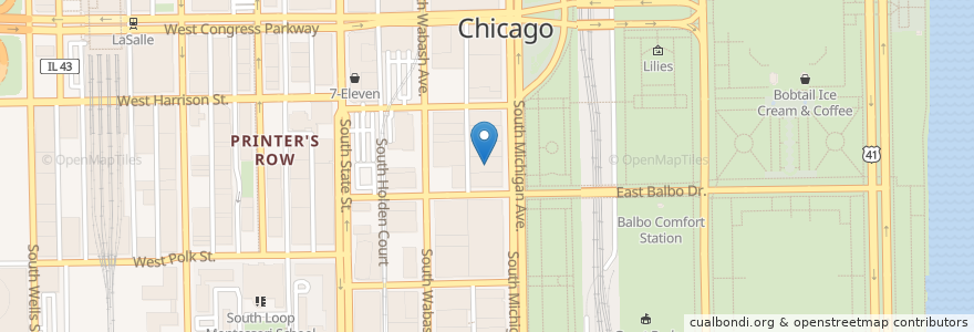 Mapa de ubicacion de Columbia College Chicago Library en 미국, 일리노이, 시카고.