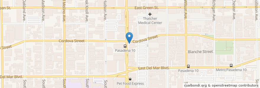 Mapa de ubicacion de Jamba Juice en Amerika Syarikat, California, Los Angeles County, Pasadena.