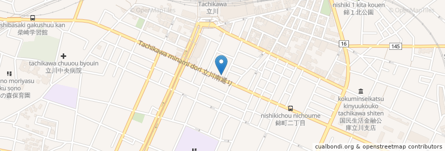Mapa de ubicacion de 西武信用金庫 en Japón, Tokio, Tachikawa.