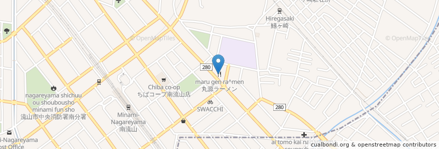 Mapa de ubicacion de 丸源ラーメン en ژاپن, 千葉県, 松戸市, 流山市.