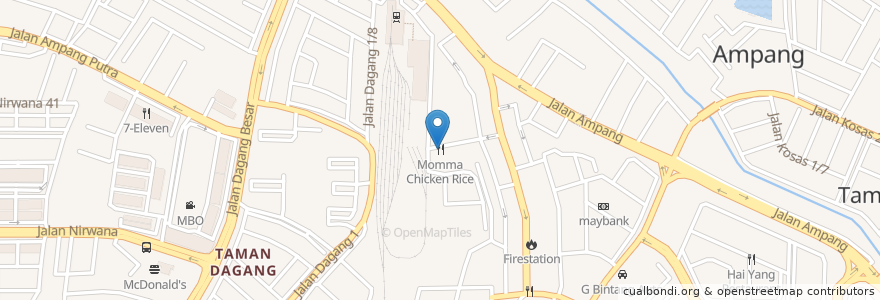Mapa de ubicacion de Momma Chicken Rice en ماليزيا, سلاغور, Majlis Perbandaran Ampang Jaya.