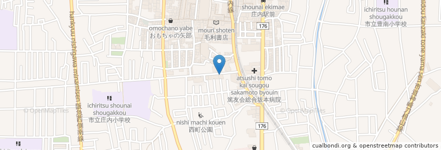 Mapa de ubicacion de 西原こどもクリニック en 日本, 大阪府, 豊中市.