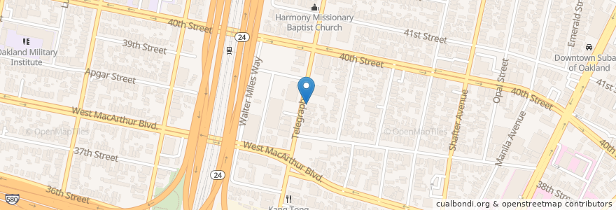 Mapa de ubicacion de Beauty's Bagel Shop en Amerika Birleşik Devletleri, Kaliforniya, Alameda İlçesi, Oakland.