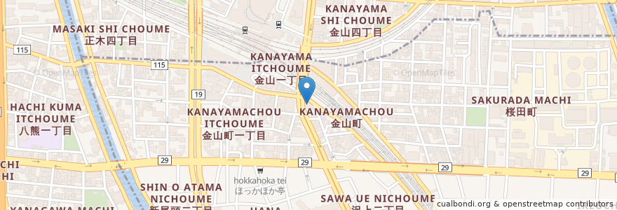 Mapa de ubicacion de てしごと屋 en Japon, Préfecture D'Aichi, 名古屋市, 熱田区.