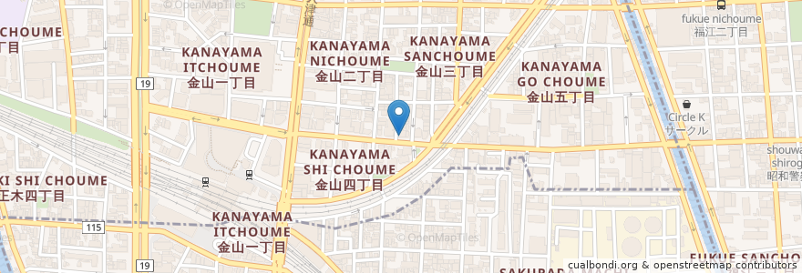 Mapa de ubicacion de くちはっちょう en Jepun, 愛知県, 名古屋市, 中区.