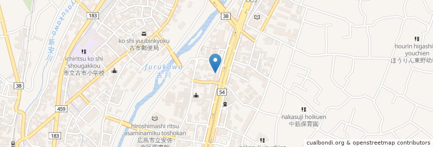 Mapa de ubicacion de 天下一品 en Japonya, 広島県, 広島市, 安佐南区.