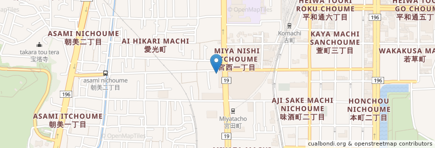 Mapa de ubicacion de 愛媛信用金庫 宮西支店 en Japão, 愛媛県, 松山市.