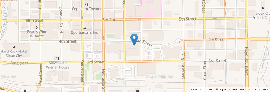 Mapa de ubicacion de Riviera Theatre 4 en Verenigde Staten, Iowa, Woodbury County, Sioux City.