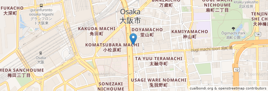 Mapa de ubicacion de ヒグチ薬局 en ژاپن, 大阪府, 大阪市, 北区.