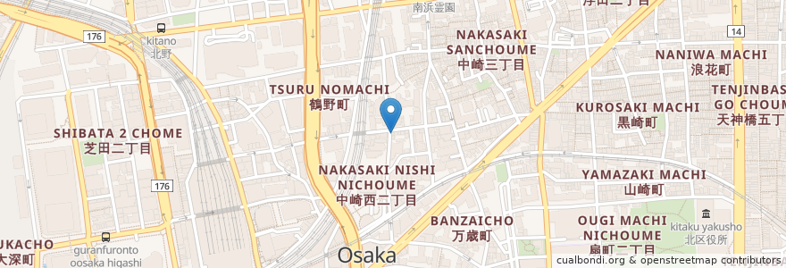 Mapa de ubicacion de マリンカ en Japan, Präfektur Osaka, 大阪市, 北区.