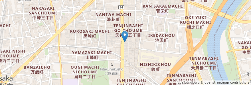 Mapa de ubicacion de 天満のとらやん en Giappone, Prefettura Di Osaka, 大阪市, 北区.