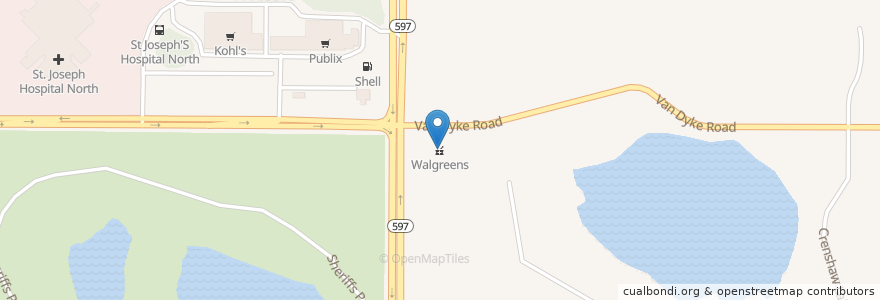 Mapa de ubicacion de Walgreens en United States, Florida, Hillsborough County.
