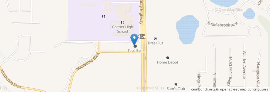 Mapa de ubicacion de Taco Bell en Stati Uniti D'America, Florida, Hillsborough County.
