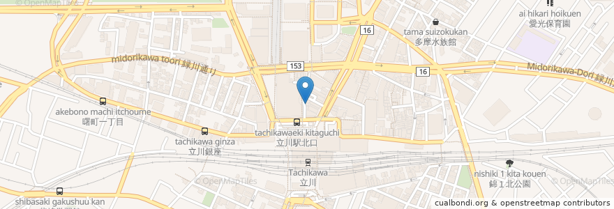 Mapa de ubicacion de 回転寿司たいせい en Japon, Tokyo, 立川市.