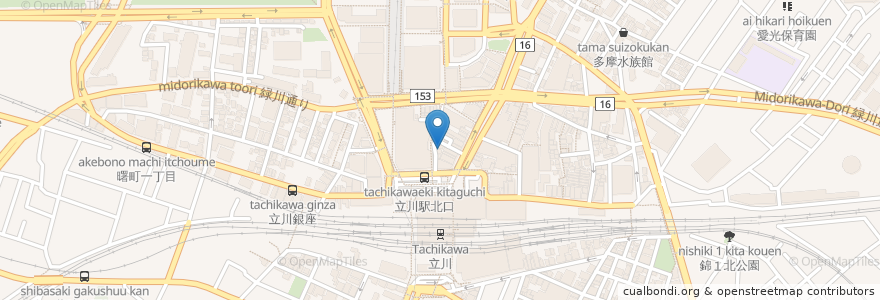 Mapa de ubicacion de もつ鍋だいやめ en 日本, 东京都/東京都, 立川市.