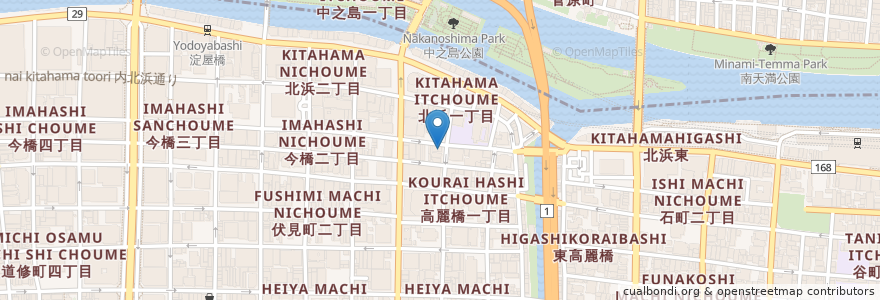 Mapa de ubicacion de 伊藤歯科 en 日本, 大阪府, 大阪市, 中央区, 北区.