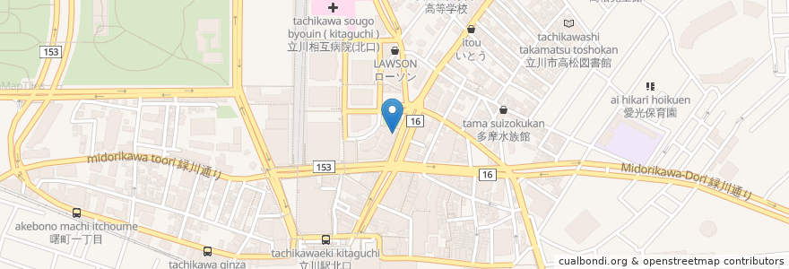 Mapa de ubicacion de 多摩信用金庫 en ژاپن, 東京都, 立川市.