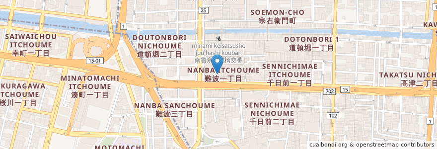 Mapa de ubicacion de 餃子の王将 en Japan, Präfektur Osaka, 大阪市, 中央区.