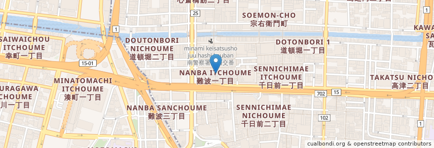 Mapa de ubicacion de サンマルクカフェ en 日本, 大阪府, 大阪市, 中央区.