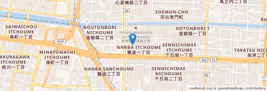 Mapa de ubicacion de saki en 日本, 大阪府, 大阪市, 中央区.